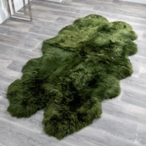 Ladson Quad Sheepskin Rug In Olive Green